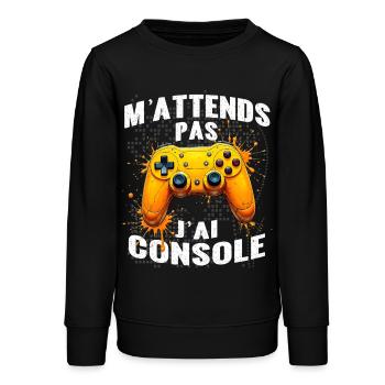 Console jeux vidéo gamer passionné gaming humour - Sweat ado bio Stanley/Stella - noir - Devant - AI Model Teenager Male light (155cm)