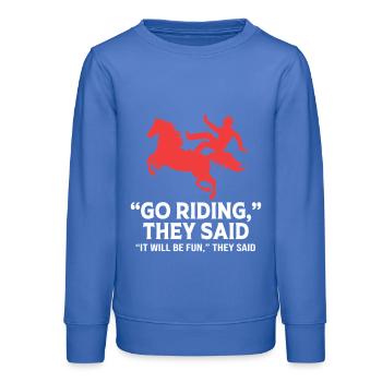 Courses de chevaux - Sweat ado bio Stanley/Stella - carolina blue - Devant - AI Model Teenager Male dark (155cm)