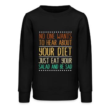 Diététicien Salade diététique - Sweat ado bio Stanley/Stella - noir - Devant - AI Model Teenager Male light (155cm)