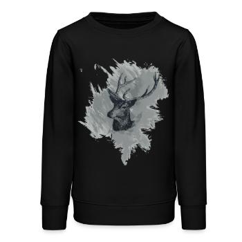 Hirschkopf - Prachtexemplar - Teenager Organic Sweatshirt Mini Changer von Stanley/Stella - Schwarz - Vorne - AI Model Teenager Male light (155cm)