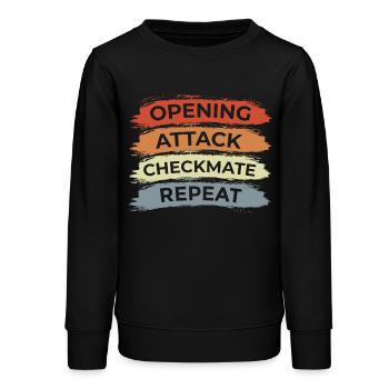 Chess Saying - Teens Organic Sweatshirt by Stanley/Stella - black - Front - AI Model Teenager Male light (155cm)