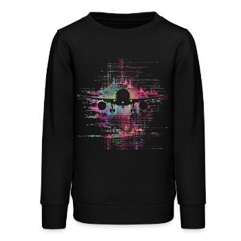 Avions des années 90 - Sweat ado bio Stanley/Stella - noir - Devant - AI Model Teenager Male light (155cm)