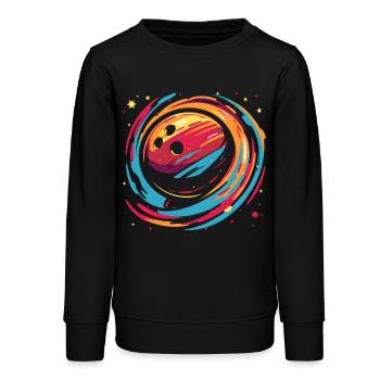 Boule de bowling rétro - Sweat ado bio Stanley/Stella - noir - Devant - AI Model Teenager Male light (155cm)
