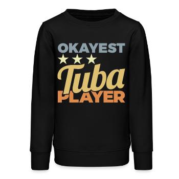 Average tuba player - Teens Organic Sweatshirt by Stanley/Stella - black - Front - AI Model Teenager Male light (155cm)