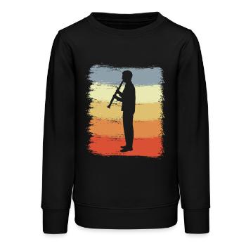Vintage Klarinettist Skizze - Teenager Organic Sweatshirt Mini Changer von Stanley/Stella - Schwarz - Vorne - AI Model Teenager Male light (155cm)