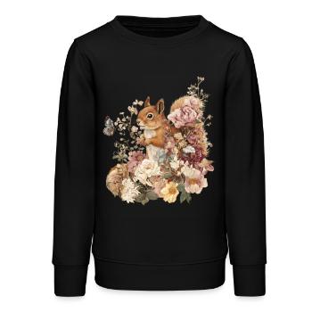 Eichhörnchen, Tier, Blumen, Schmetterlinge - Teenager Organic Sweatshirt Mini Changer von Stanley/Stella - Schwarz - Vorne - AI Model Teenager Male light (155cm)