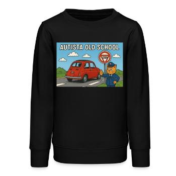 Autista_old_school - Sweat ado bio Stanley/Stella - noir - Devant - AI Model Teenager Male light (155cm)