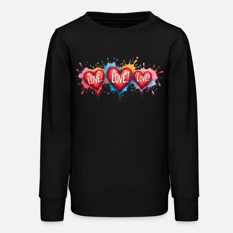Texte d’amour Forme de cœur Impression de peinture - Sweat ado bio Stanley/Stella - noir