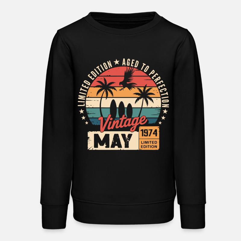 Anniversaire spécial avec ce design Mai 1974 - Sweat ado bio Stanley/Stella - noir