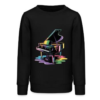 piano - Sweat ado bio Stanley/Stella - noir - Devant - AI Model Teenager Male light (155cm)