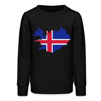 Island Flagge als Karte - Teenager Organic Sweatshirt Mini Changer von Stanley/Stella - Schwarz - Vorne - AI Model Teenager Male light (155cm)