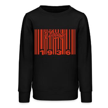 Vintage 1936 Born In 1936 89 Years Bar Code Anniversai - Teens Organic Sweatshirt by Stanley/Stella - black - Front - AI Model Teenager Male light (155cm)