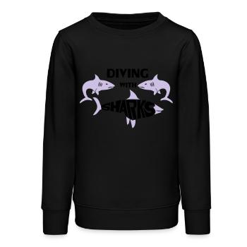 Diving with Sharks - Teens Organic Sweatshirt by Stanley/Stella - black - Front - AI Model Teenager Male light (155cm)