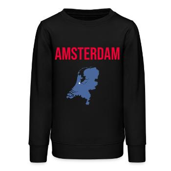 Amsterdam souvenir de la création Amsterdam - Sweat ado bio Stanley/Stella - noir - Devant - AI Model Teenager Male light (155cm)