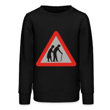 old folks - Teens Organic Sweatshirt by Stanley/Stella - black - Front - AI Model Teenager Male light (155cm)