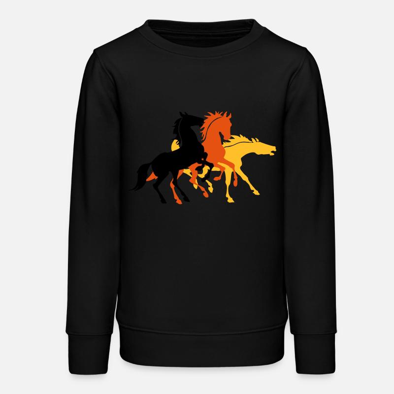 Tre hästar - Sweatshirt ungdom ekologisk Stanley/Stella - svart