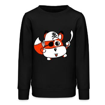 Little Cute Fox Pirate Animal Saber Eye Patch - Teens Organic Sweatshirt by Stanley/Stella - black - Front - AI Model Teenager Male light (155cm)