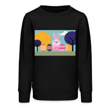 Lapin de Pâques n°07 - Sweat ado bio Stanley/Stella - noir - Devant - AI Model Teenager Male light (155cm)
