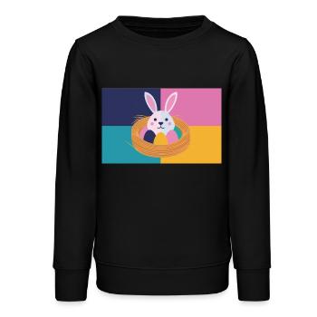 Lapin de Pâques n°05 - Sweat ado bio Stanley/Stella - noir - Devant - AI Model Teenager Male light (155cm)