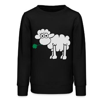 Les moutons avec du trèfle - Sweat ado bio Stanley/Stella - noir - Devant - AI Model Teenager Male light (155cm)