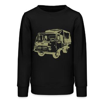 Robur Pritsche LO LD IFA - Teenager Organic Sweatshirt Mini Changer von Stanley/Stella - Schwarz - Vorne - AI Model Teenager Male light (155cm)