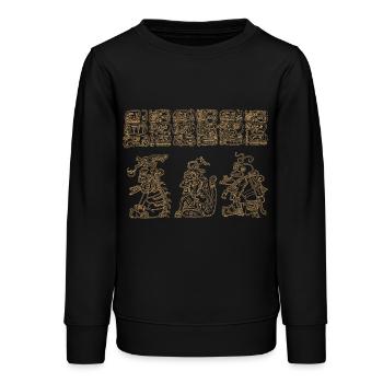 Glyphs of the Maya - Teens Organic Sweatshirt by Stanley/Stella - black - Front - AI Model Teenager Male light (155cm)