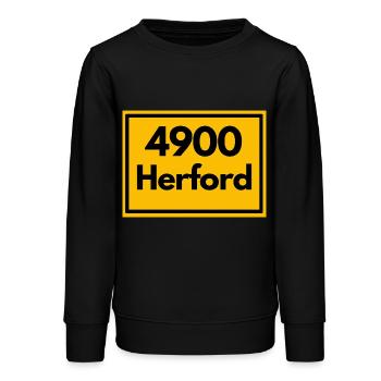Panneau de lieu - puis rétro ancien code postal 4900 Herford - Sweat ado bio Stanley/Stella - noir - Devant - AI Model Teenager Male light (155cm)