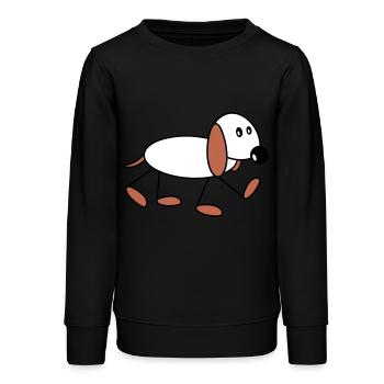 Dog stick figure walks cute walks comic - Teens Organic Sweatshirt by Stanley/Stella - black - Front - AI Model Teenager Male light (155cm)