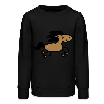 Pferd springt 2 - Teenager Organic Sweatshirt Mini Changer von Stanley/Stella - Schwarz - Vorne - AI Model Teenager Male light (155cm)
