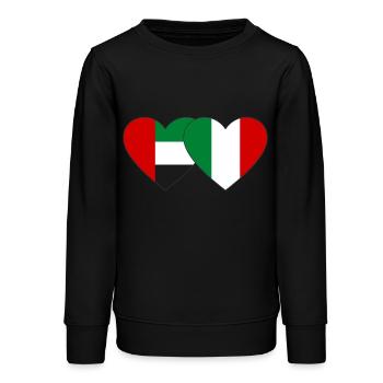 United Arab Emirates Italy Flag Heart - Teens Organic Sweatshirt by Stanley/Stella - black - Front - AI Model Teenager Male light (155cm)