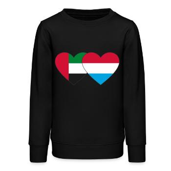 United Arab Emirates Luxembourg Flag Heart - Teens Organic Sweatshirt by Stanley/Stella - black - Front - AI Model Teenager Male light (155cm)