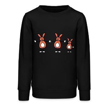 3 lapins, famille, enfants, parents, trois frères et sœurs, mignon, - Sweat ado bio Stanley/Stella - noir - Devant - AI Model Teenager Male light (155cm)