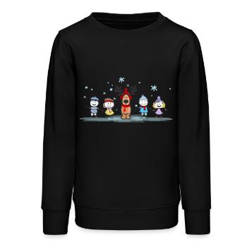 Weihnachten - Elch und Kinder - Teenager Organic Sweatshirt Mini Changer von Stanley/Stella - Schwarz - Vorne - AI Model Teenager Male light (155cm)