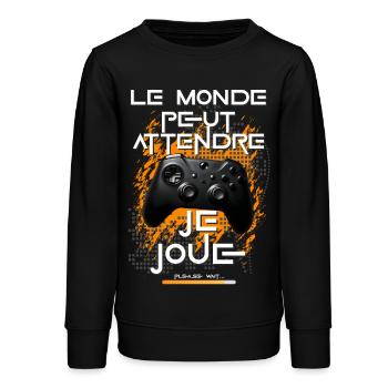 Gamer homme geek ado accro à la console jeux vidéo - Sweat ado bio Stanley/Stella - noir - Devant - AI Model Teenager Male light (155cm)
