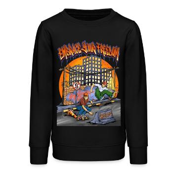 Embrace your Freedom - Teens Organic Sweatshirt by Stanley/Stella - black - Front - AI Model Teenager Male light (155cm)