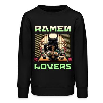 Ramen Japonais Cat Streetwear - Sweat ado bio Stanley/Stella - noir - Devant - AI Model Teenager Male light (155cm)