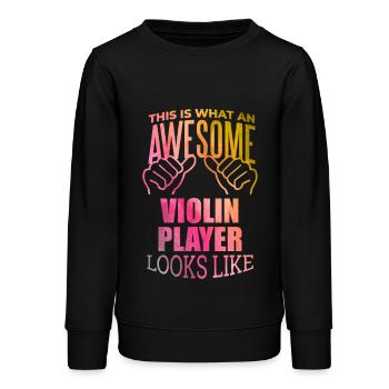 violon - Sweat ado bio Stanley/Stella - noir - Devant - AI Model Teenager Male light (155cm)