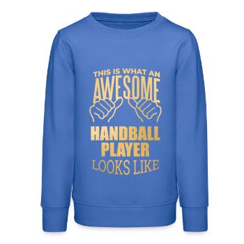 Handball - Teens Organic Sweatshirt by Stanley/Stella - carolina blue - Front - AI Model Teenager Male dark (155cm)