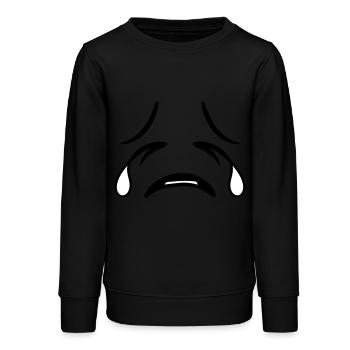 cool visage tête triste pleurer traenen un - Sweat ado bio Stanley/Stella - noir - Devant - AI Model Teenager Male light (155cm)