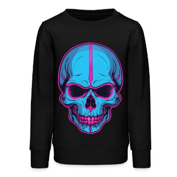 Crâne néon Décor de Crâne Bleu - Sweat ado bio Stanley/Stella - noir - Devant - AI Model Teenager Male light (155cm)