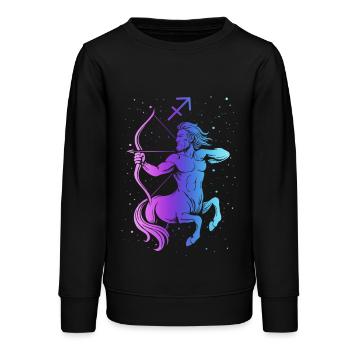 Sagittaire – Signe du Néon - Sweat ado bio Stanley/Stella - noir - Devant - AI Model Teenager Male light (155cm)