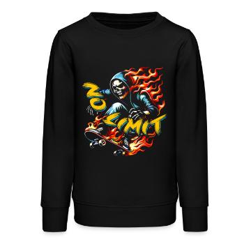 No Limit Skull Skelett auf Skateboard - Teenager Organic Sweatshirt Mini Changer von Stanley/Stella - Schwarz - Vorne - AI Model Teenager Male light (155cm)