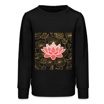 Lotus in Leichtigkeit - stille Kraft sichtbar - Teenager Organic Sweatshirt Mini Changer von Stanley/Stella - Schwarz - Vorne - AI Model Teenager Male light (155cm)