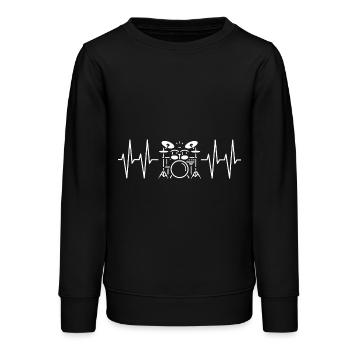 Schlagzeug mit Herzlinie Rhythmus Drummerdesign - Teenager Organic Sweatshirt Mini Changer von Stanley/Stella - Schwarz - Vorne - AI Model Teenager Male light (155cm)