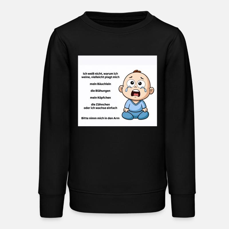 Illustration émotionnelle de bébé pleurant - Sweat ado bio Stanley/Stella - noir
