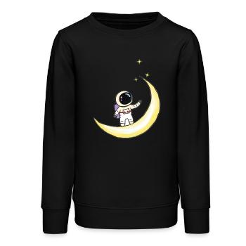 🚀🌙 Astronaute Rêveur – T-shirt Cosmic Dreamer - Sweat ado bio Stanley/Stella - noir - Devant - AI Model Teenager Male light (155cm)