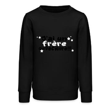 mon frère déchire - Sweat ado bio Stanley/Stella - noir - Devant - AI Model Teenager Male light (155cm)