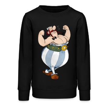 Astérix Obélix en pleine forme - Sweat ado bio Stanley/Stella - noir - Devant - AI Model Teenager Male light (155cm)