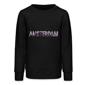 Amsterdam Skyline Silhouette – Städtische - Teenager Organic Sweatshirt Mini Changer von Stanley/Stella - Schwarz - Vorne - AI Model Teenager Male light (155cm)