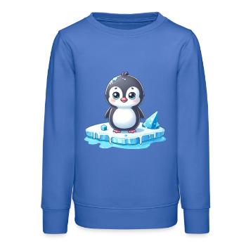 Pingouin, réchauffement climatique et fonte des glaces dans le désert - Sweat ado bio Stanley/Stella - carolina blue - Devant - AI Model Teenager Male dark (155cm)